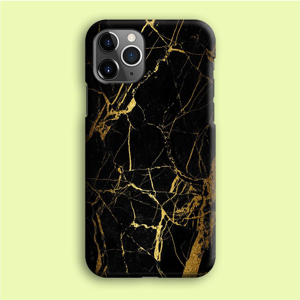Marble Pattern Black and Gold iPhone 12 Pro Case-Plastic / Full Wrap (3D Case)-Xtracase