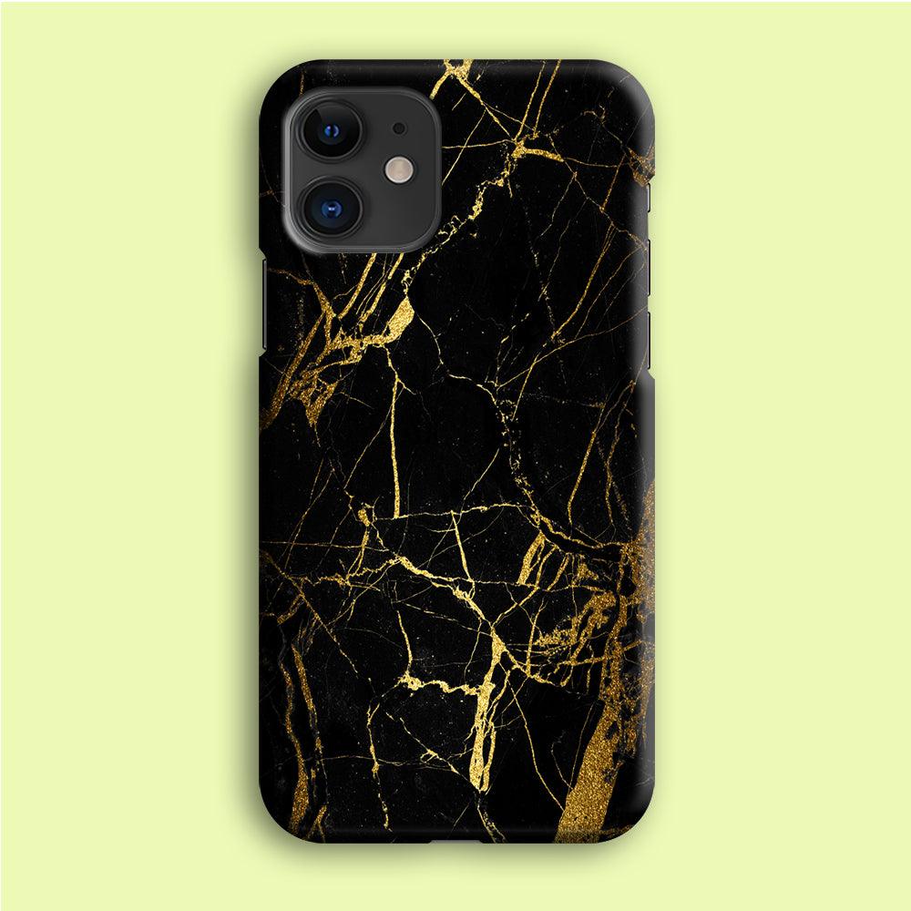 Marble Pattern Black and Gold iPhone 12 Mini Case-Plastic / Full Wrap (3D Case)-Xtracase
