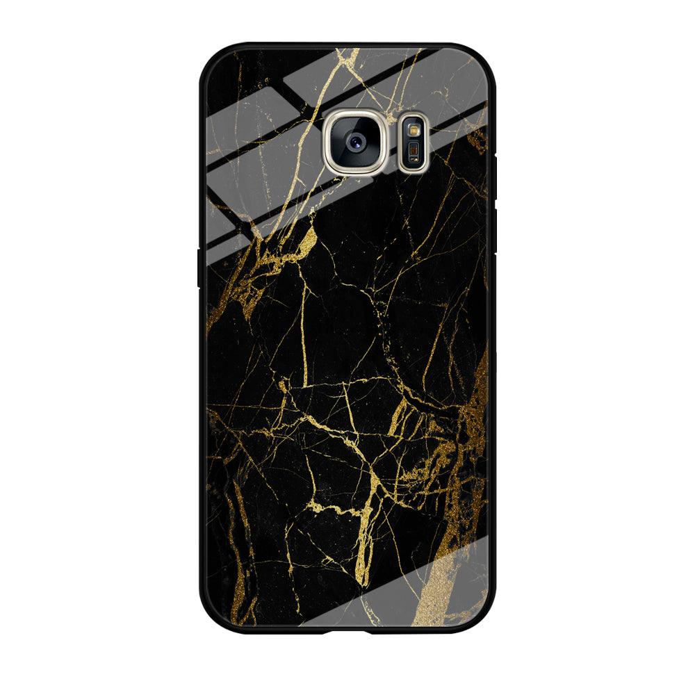 Marble Pattern Black and Gold Samsung Galaxy S7 Edge Case-Tempered Glass Case-Xtracase