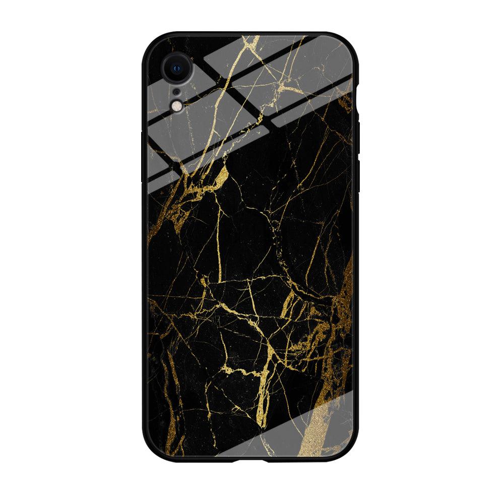 Marble Pattern Black and Gold iPhone XR Case-Tempered Glass Case-Xtracase