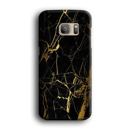 Marble Pattern Black and Gold Samsung Galaxy S7 Edge Case-Plastic / Full Wrap (3D Case)-Xtracase