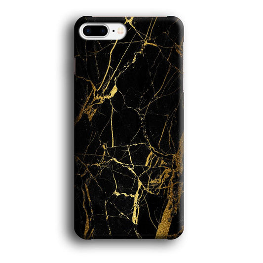 Marble Pattern Black and Gold iPhone 8 Plus Case-Plastic / Full Wrap (3D Case)-Xtracase
