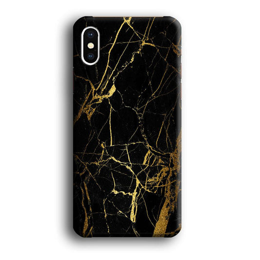 Marble Pattern Black and Gold iPhone X Case-Plastic / Full Wrap (3D Case)-Xtracase