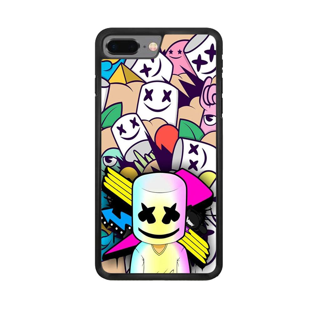Marshmello Art iPhone 7 Plus Case-Rubber / Black (2D Case)-Xtracase