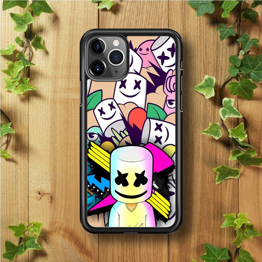 Marshmello Art iPhone 11 Pro Case-Rubber / Black (2D Case)-Xtracase