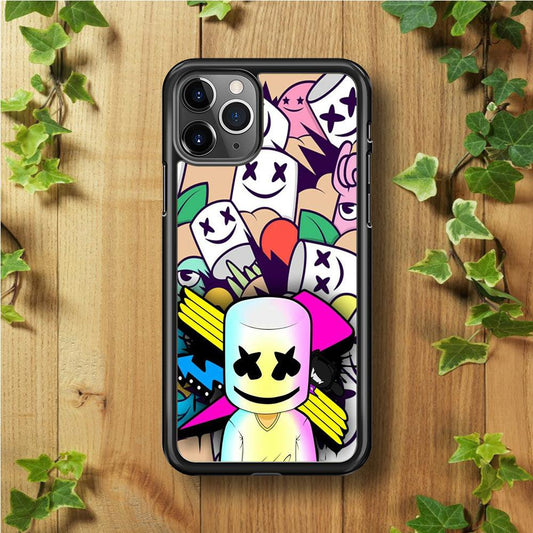 Marshmello Art iPhone 11 Pro Max Case-Rubber / Black (2D Case)-Xtracase