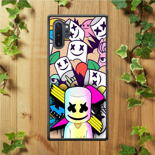 Marshmello Art Samsung Galaxy Note 10 Plus Case-Rubber / Black (2D Case)-Xtracase