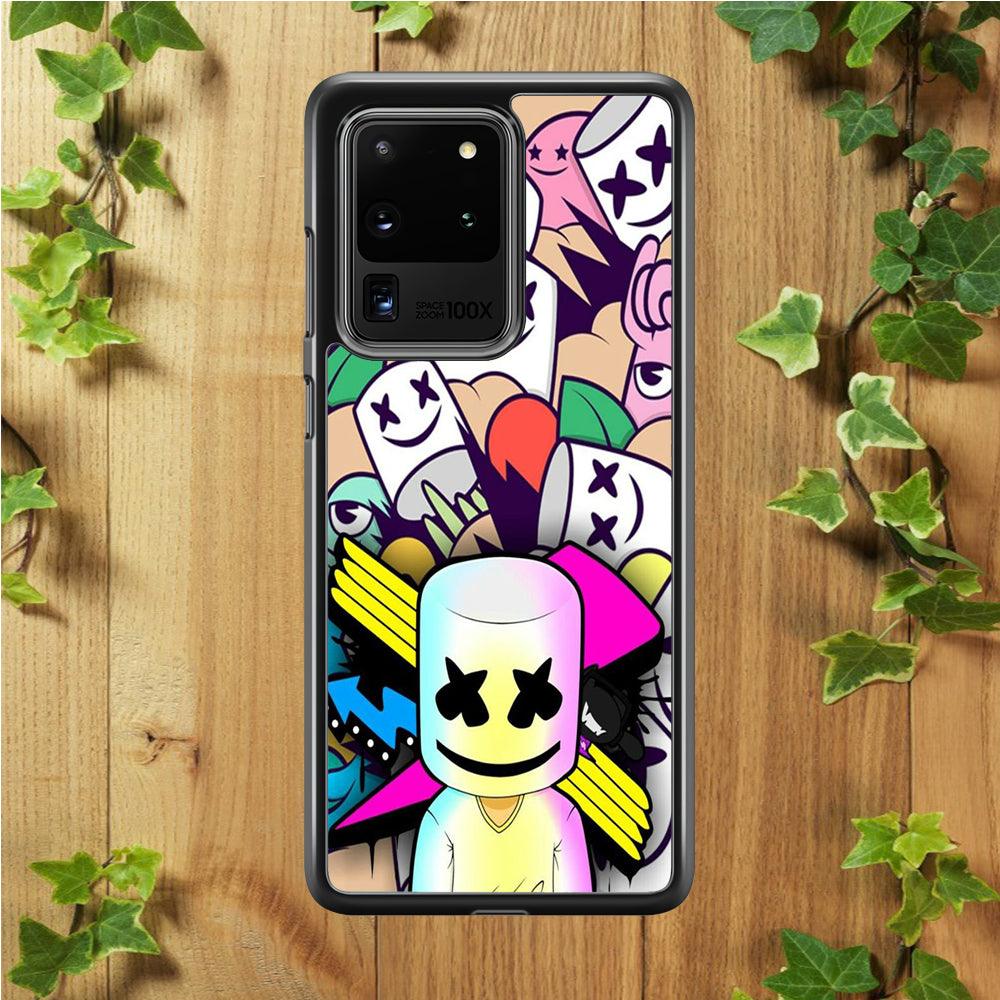 Marshmello Art Samsung Galaxy S20 Ultra Case-Rubber / White (2D Case)-Xtracase