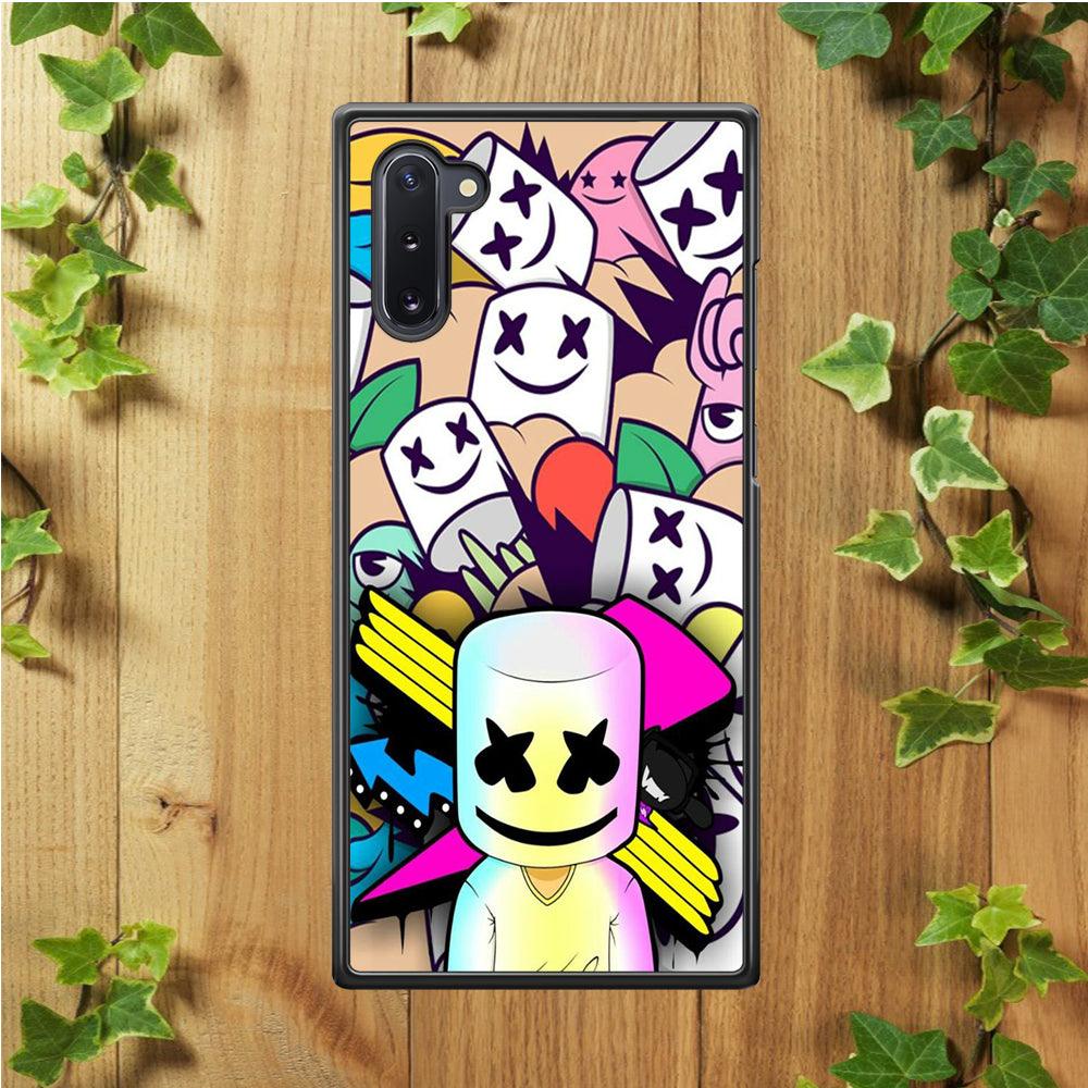 Marshmello Art Samsung Galaxy Note 10 Case-Rubber / White (2D Case)-Xtracase
