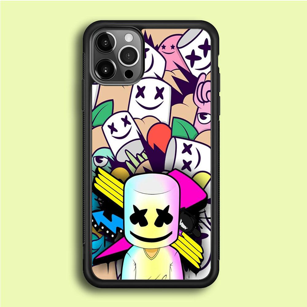 Marshmello Art iPhone 12 Pro Case-Rubber / Black (2D Case)-Xtracase