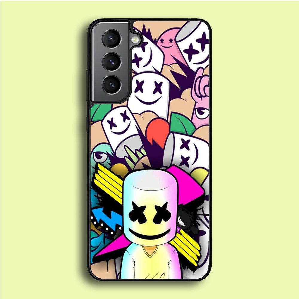 Marshmello Art Samsung Galaxy S21 Plus Case-Rubber / Black (2D Case)-Xtracase