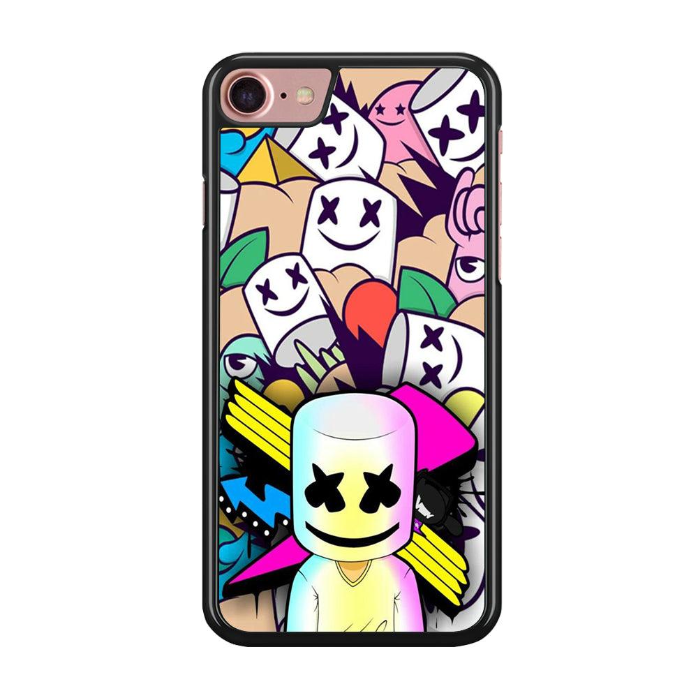 Marshmello Art iPhone 8 Case-Rubber / Black (2D Case)-Xtracase