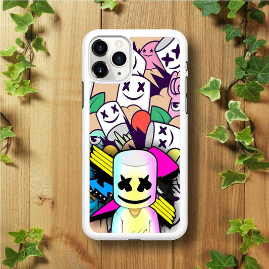Marshmello Art iPhone 11 Pro Case-Rubber / White (2D Case)-Xtracase