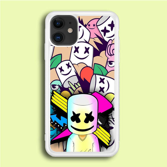 Marshmello Art iPhone 12 Mini Case-Rubber / White (2D Case)-Xtracase