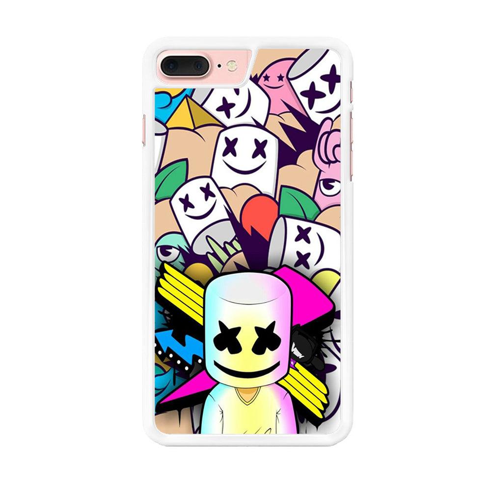 Marshmello Art iPhone 7 Plus Case-Rubber / White (2D Case)-Xtracase
