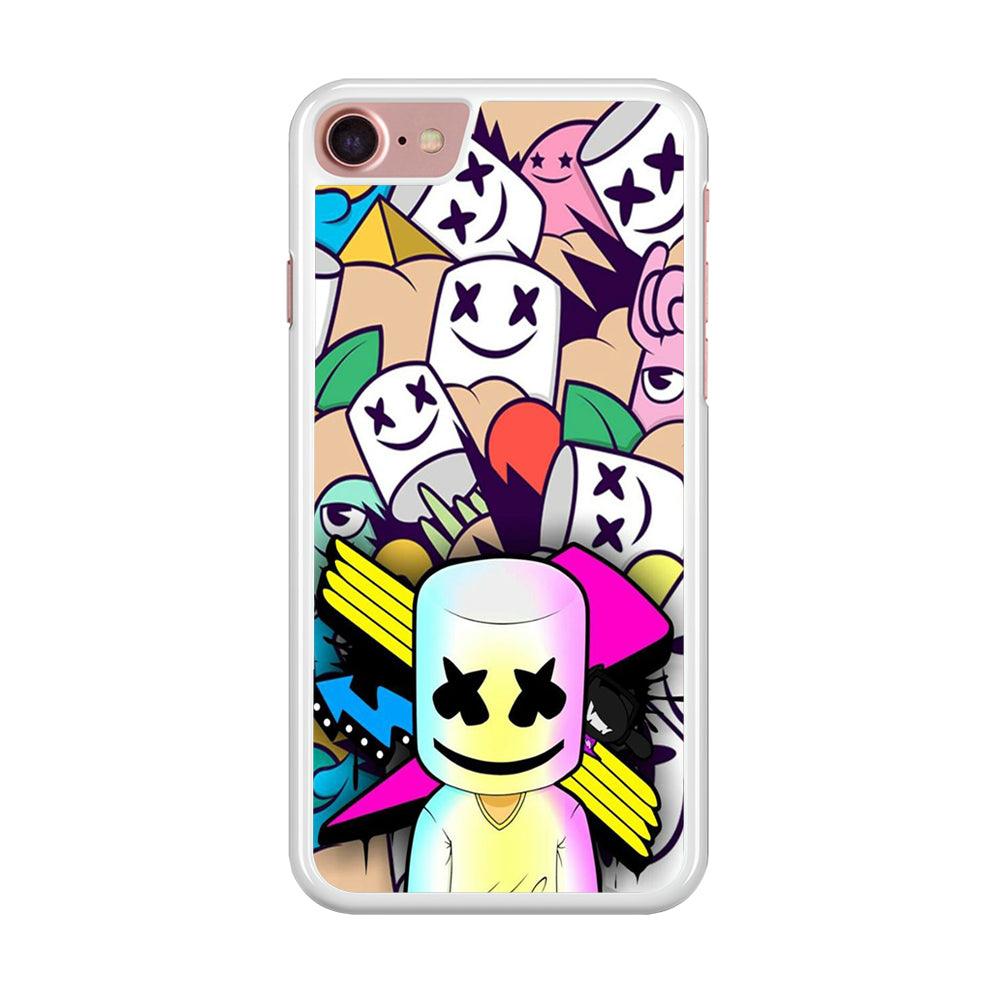 Marshmello Art iPhone 8 Case-Rubber / White (2D Case)-Xtracase