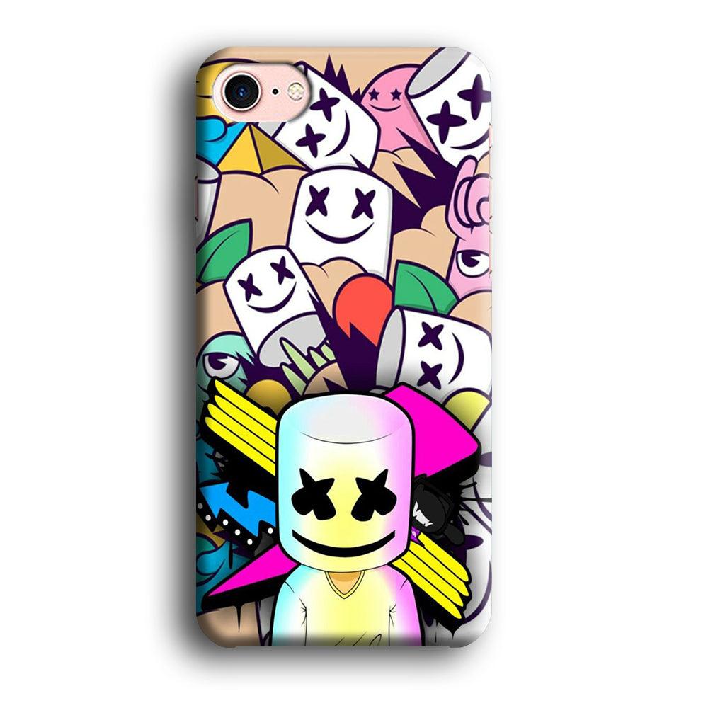 Marshmello Art iPhone 8 Case-Plastic / Full Wrap (3D Case)-Xtracase