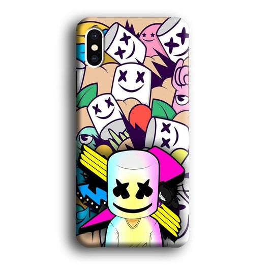 Marshmello Art iPhone X Case-Plastic / Full Wrap (3D Case)-Xtracase