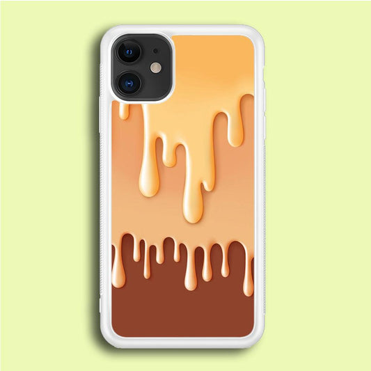 Melted Brown Cream iPhone 12 Case-Rubber / White (2D Case)-Xtracase
