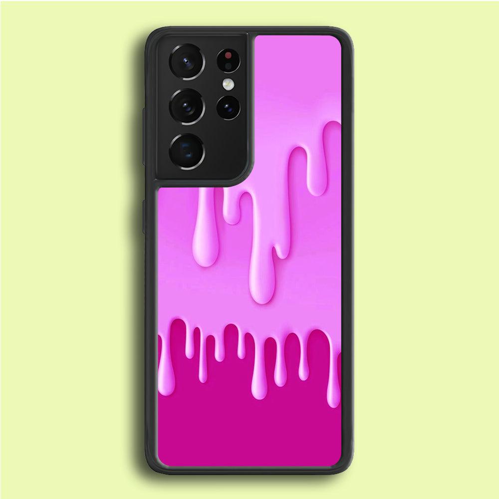 Melted Pink Cream Samsung Galaxy S21 Ultra Case-Rubber / White (2D Case)-Xtracase