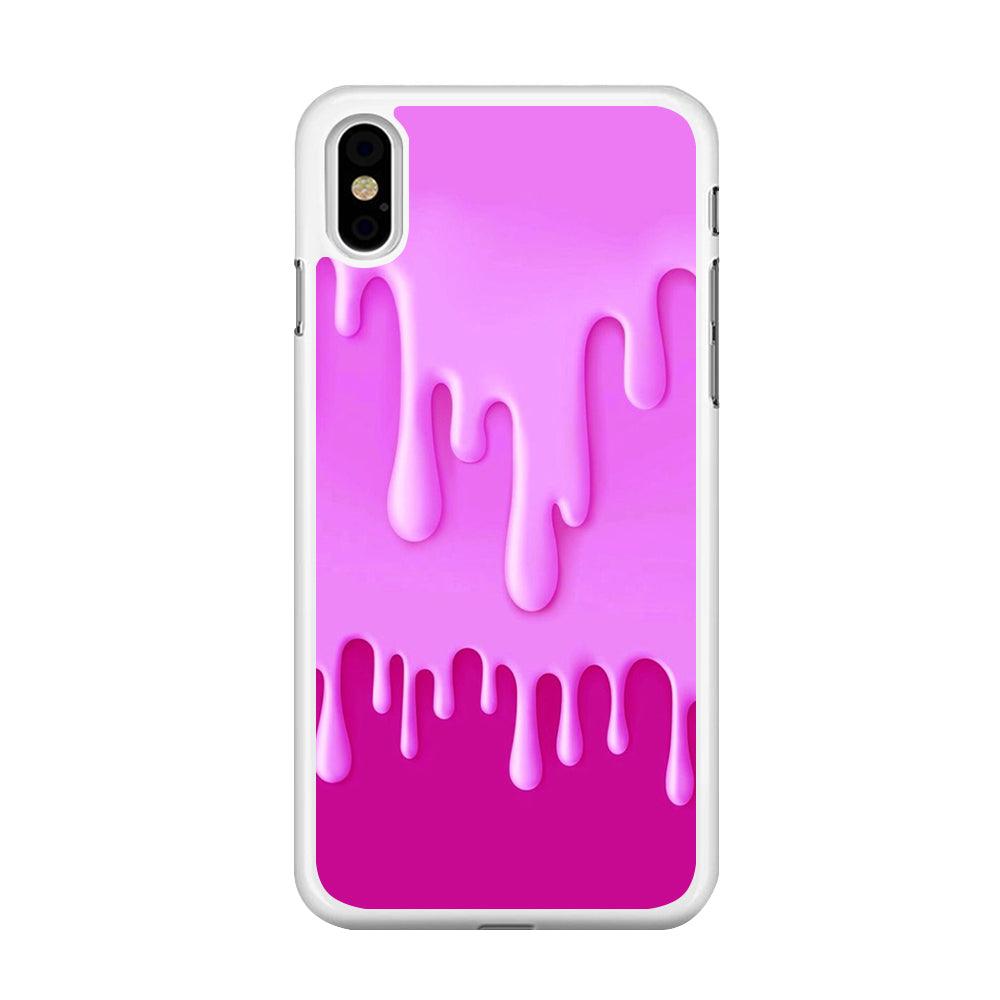 Melted Pink Cream iPhone Xs Case-Rubber / White (2D Case)-Xtracase