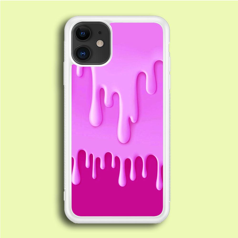 Melted Pink Cream iPhone 12 Case-Rubber / White (2D Case)-Xtracase