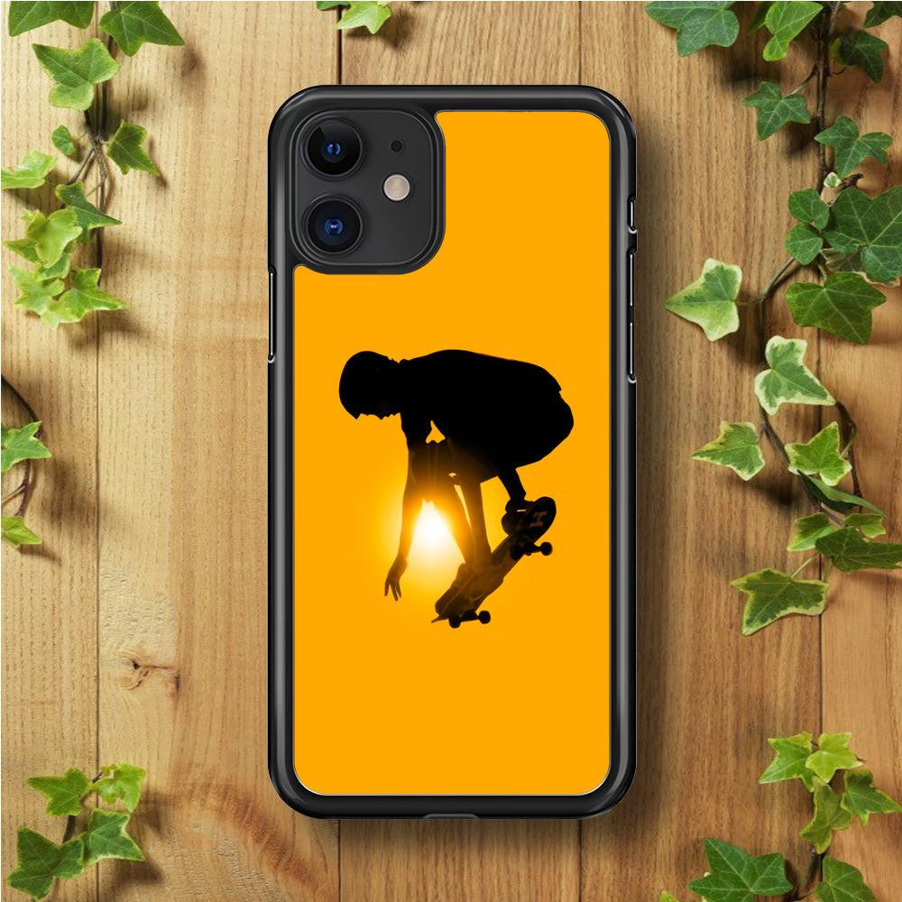 Men Play Skateboard iPhone 11 Case-Rubber / Black (2D Case)-Xtracase