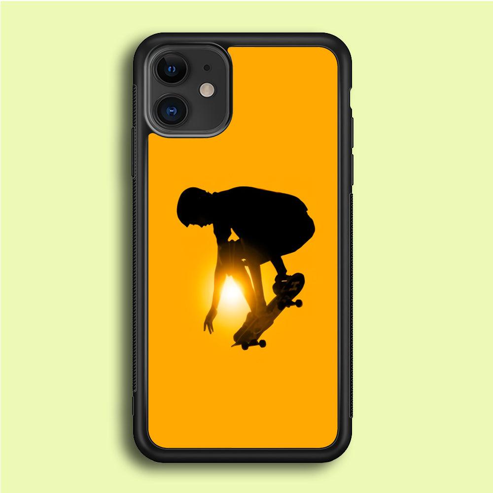 Men Play Skateboard iPhone 12 Mini Case-Rubber / Black (2D Case)-Xtracase