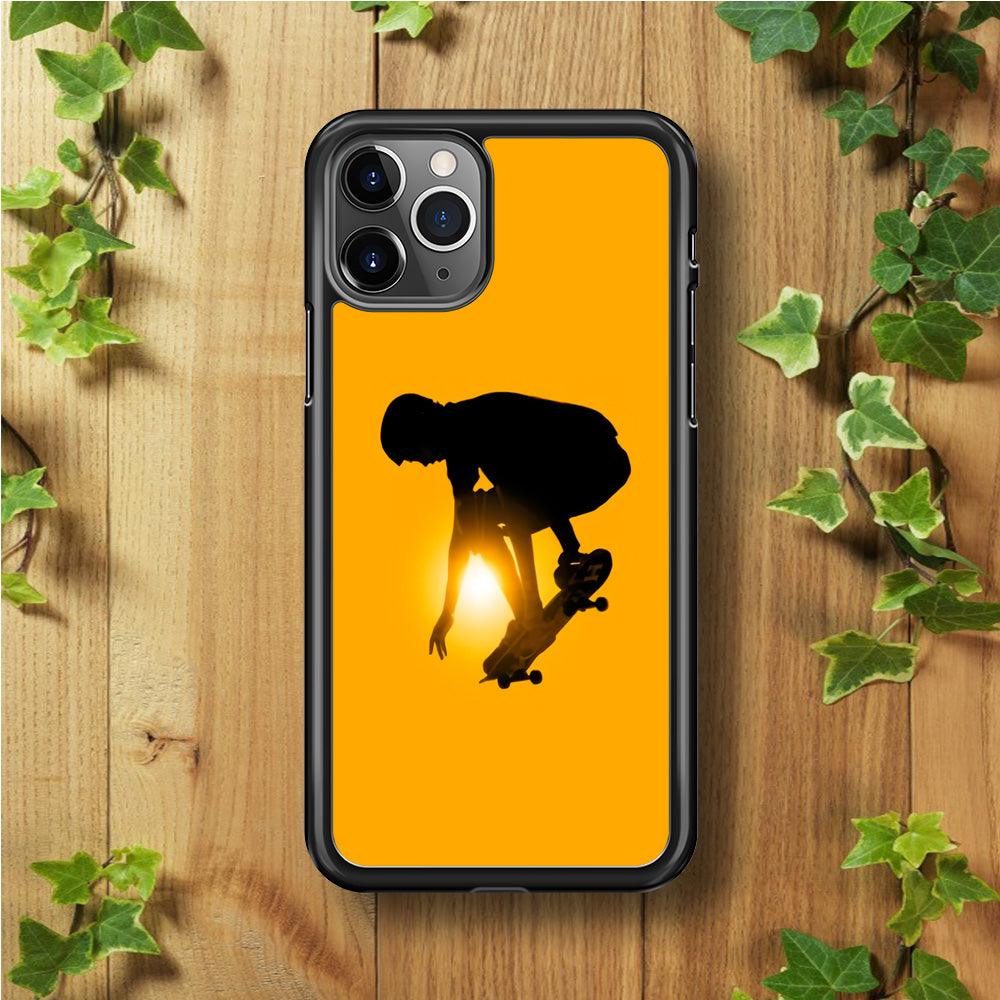 Men Play Skateboard iPhone 11 Pro Case-Rubber / Black (2D Case)-Xtracase