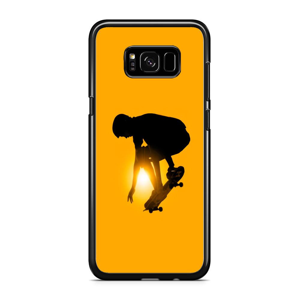 Men Play Skateboard Samsung Galaxy S8 Case-Rubber / Black (2D Case)-Xtracase