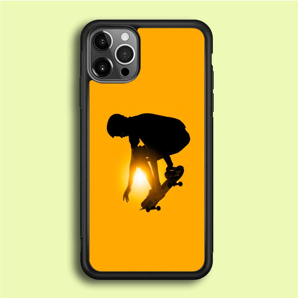 Men Play Skateboard iPhone 12 Pro Case-Rubber / Black (2D Case)-Xtracase