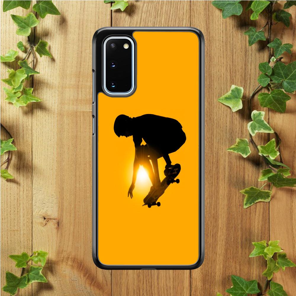 Men Play Skateboard Samsung Galaxy S20 Case-Rubber / White (2D Case)-Xtracase