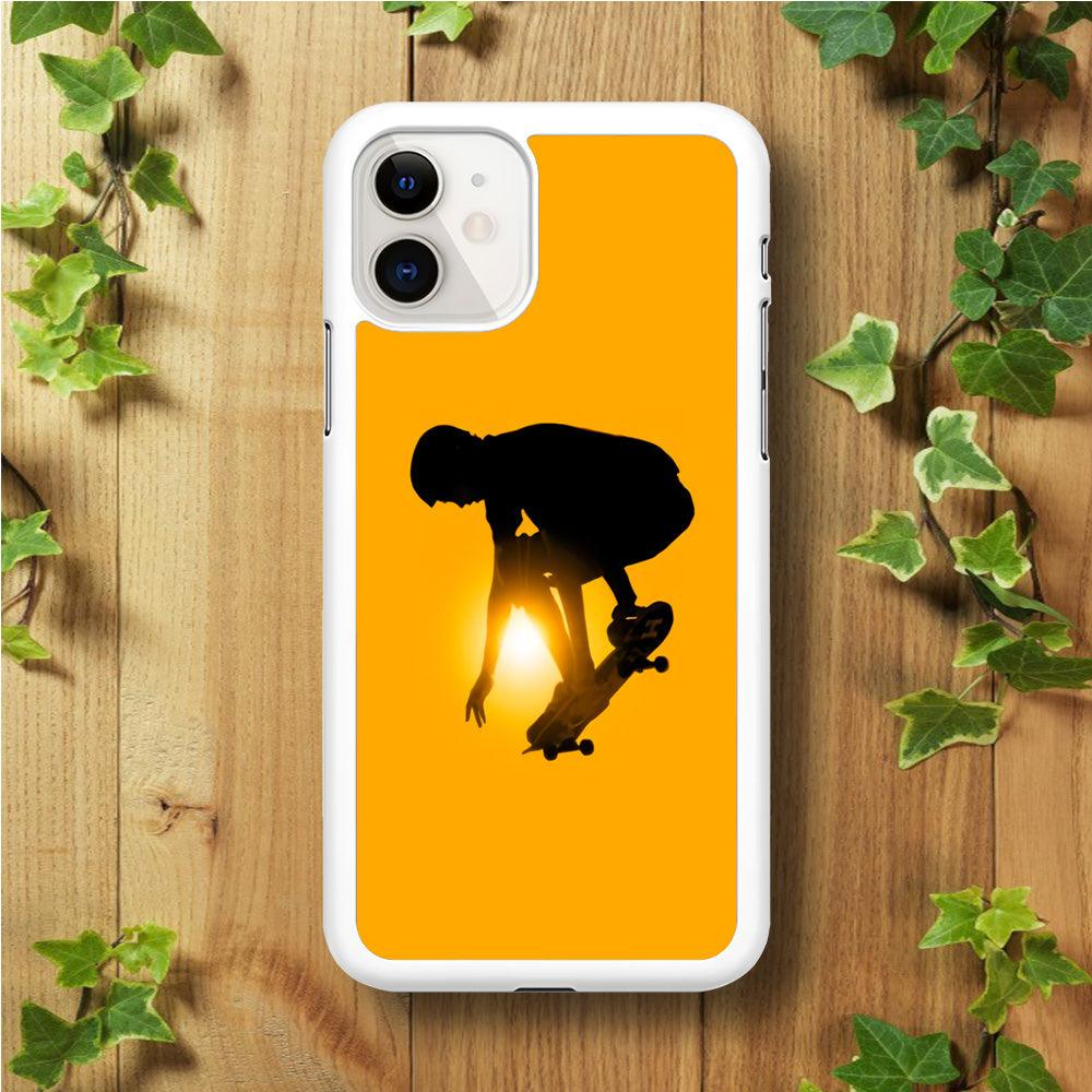 Men Play Skateboard iPhone 11 Case-Rubber / White (2D Case)-Xtracase