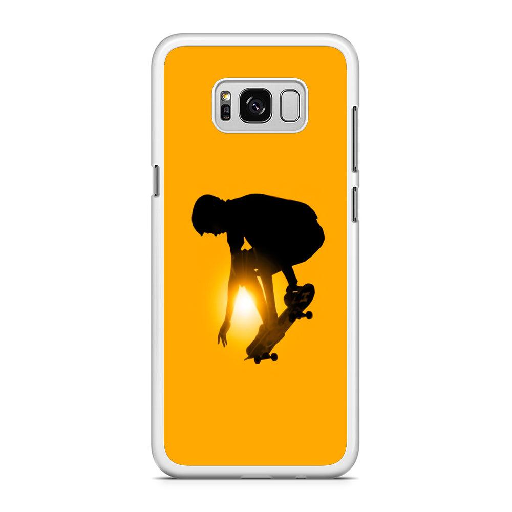 Men Play Skateboard Samsung Galaxy S8 Case-Rubber / White (2D Case)-Xtracase