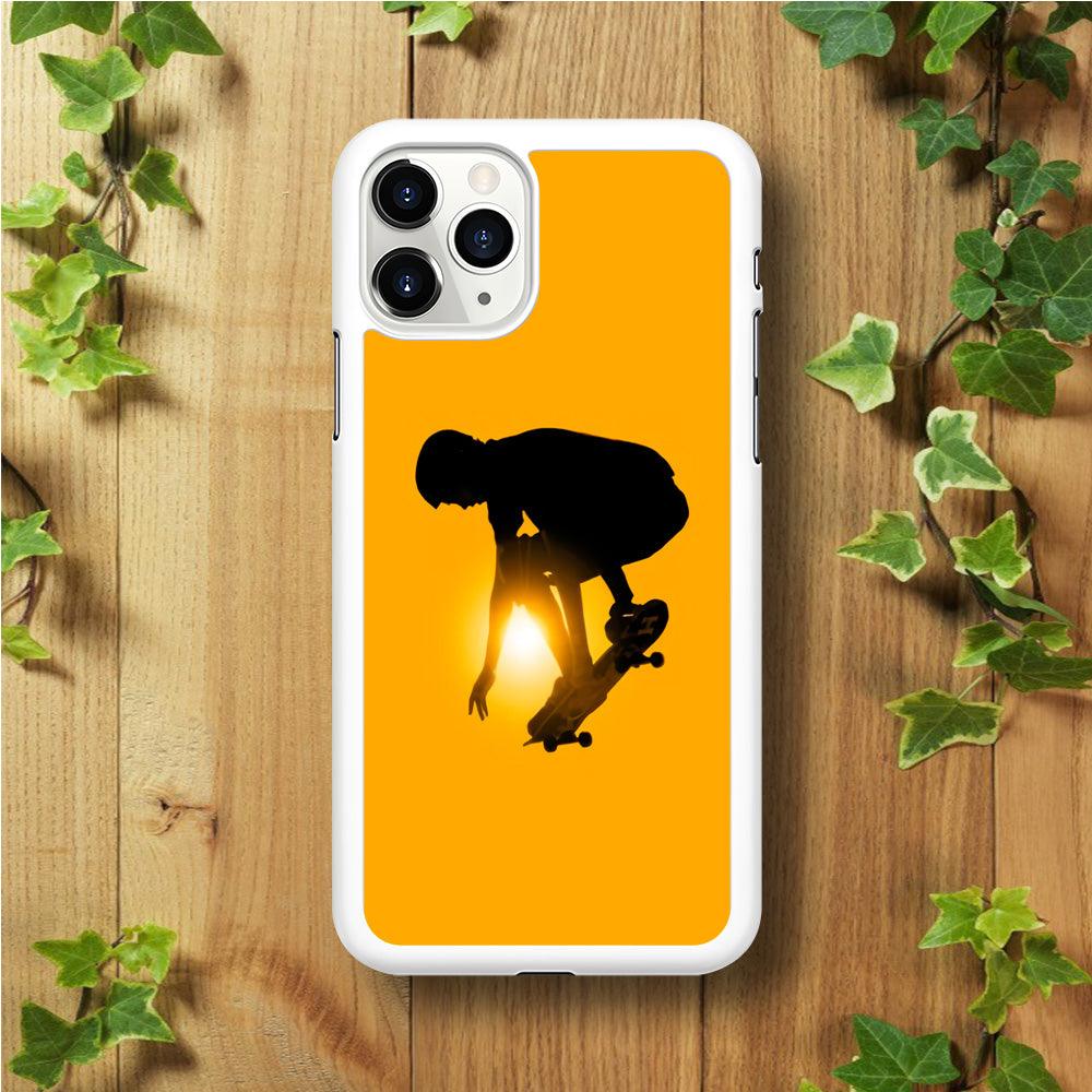 Men Play Skateboard iPhone 11 Pro Case-Rubber / White (2D Case)-Xtracase