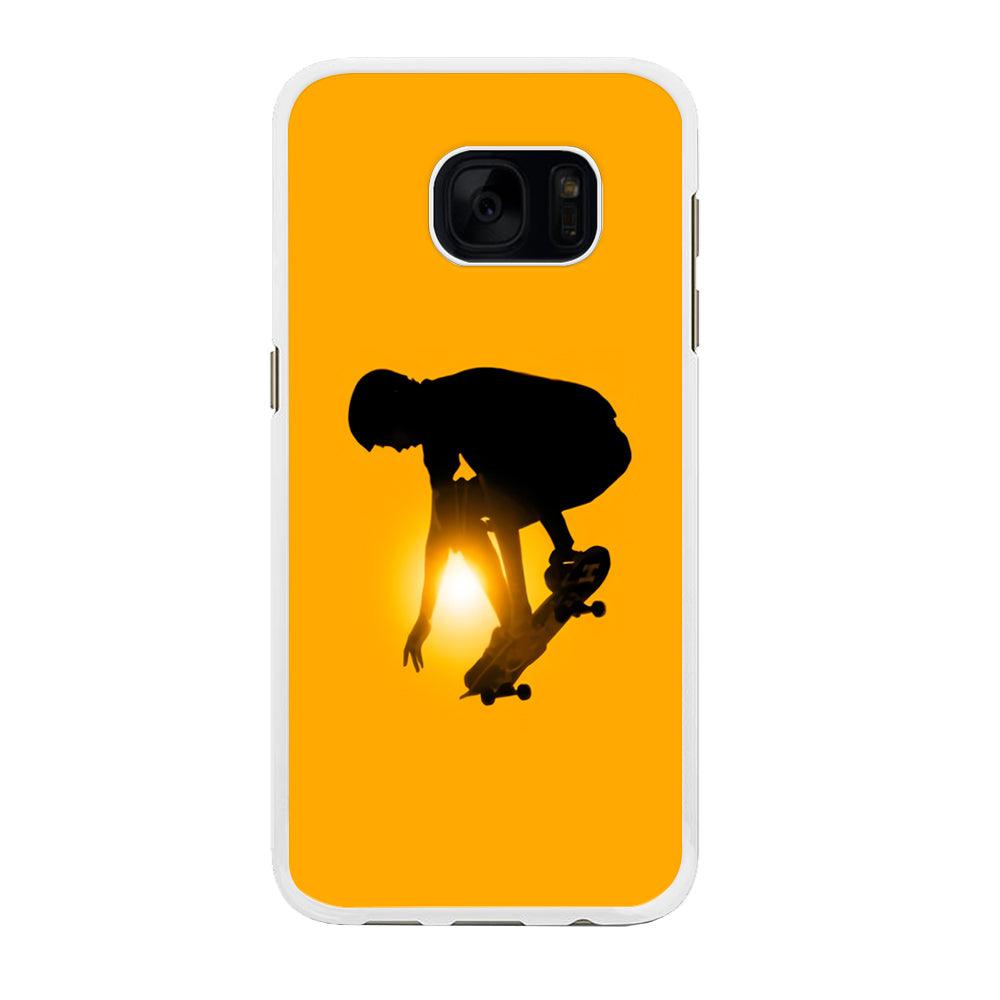 Men Play Skateboard Samsung Galaxy S7 Edge Case-Rubber / White (2D Case)-Xtracase