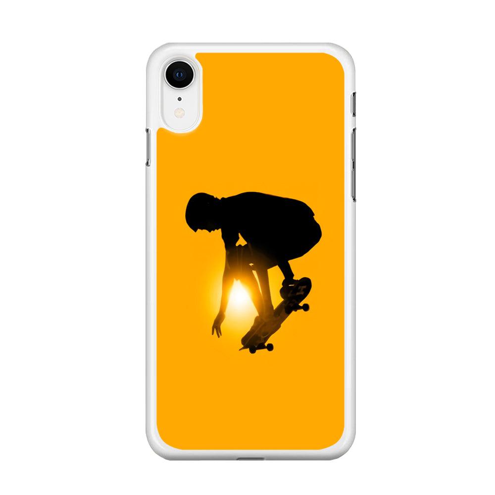 Men Play Skateboard iPhone XR Case-Rubber / White (2D Case)-Xtracase