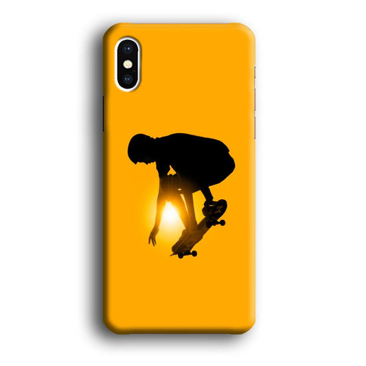 Men Play Skateboard iPhone Xs Case-Plastic / Full Wrap (3D Case)-Xtracase