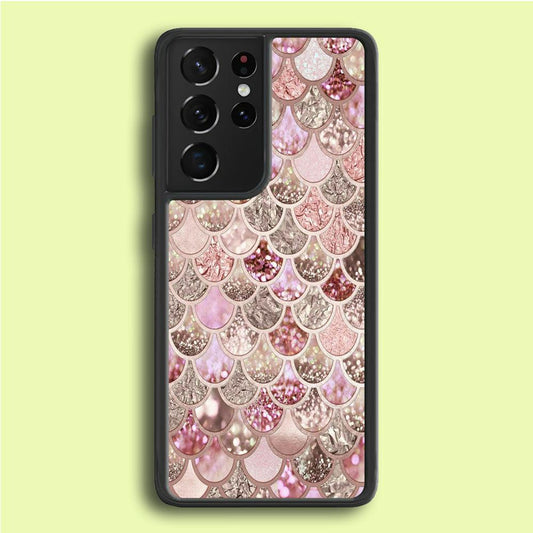Mermaid Scale Glamor Shining Samsung Galaxy S21 Ultra Case-Rubber / White (2D Case)-Xtracase