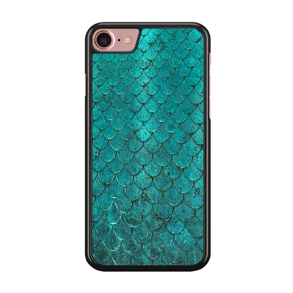 Mermaid Scale Green Luxury iPhone 7 Case-Rubber / Black (2D Case)-Xtracase