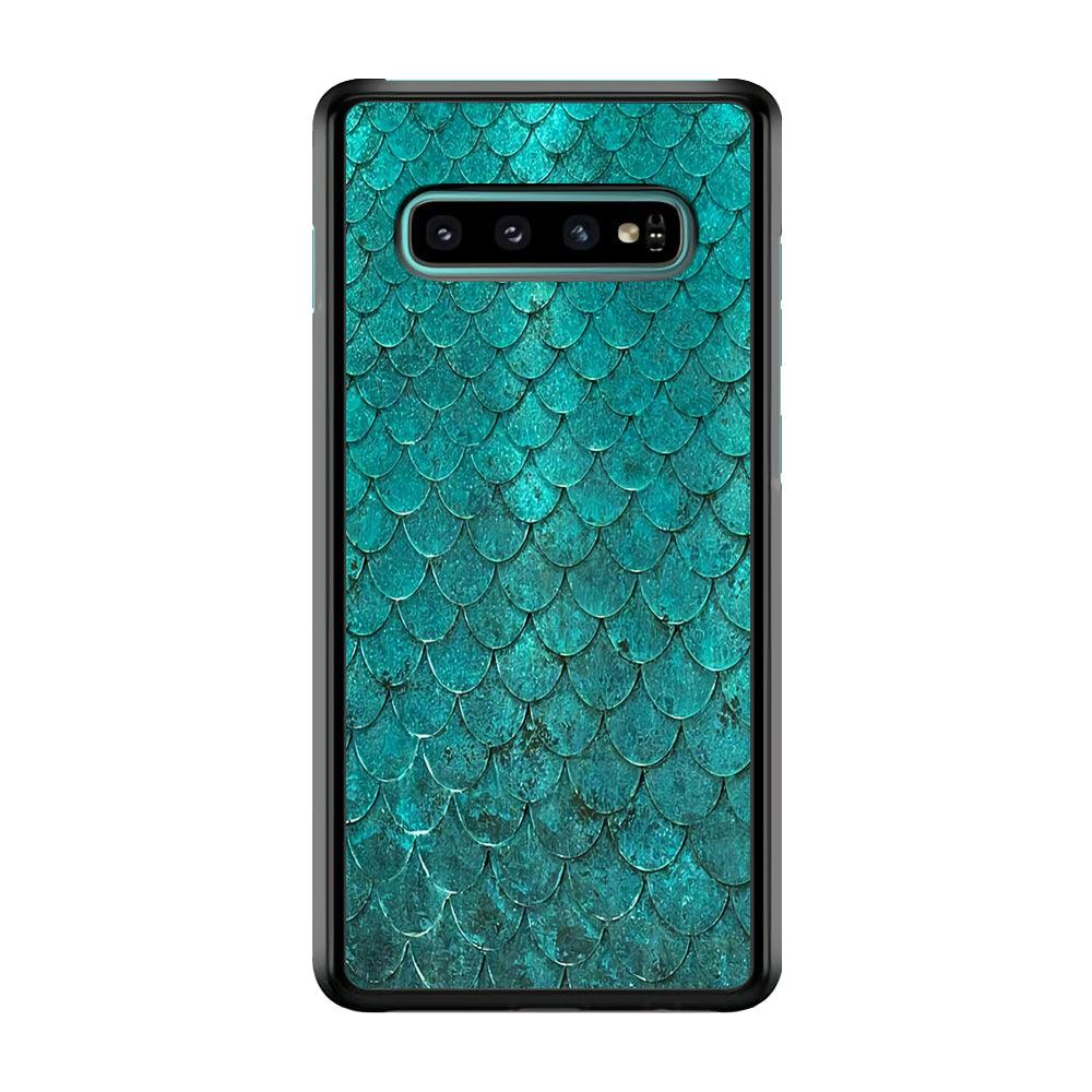Mermaid Scale Green Luxury Samsung Galaxy S10 Case-Plastic / Full Wrap (3D Case)-Xtracase