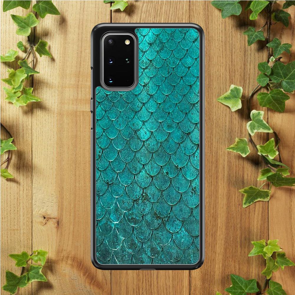 Mermaid Scale Green Luxury Samsung Galaxy S20 Plus Case-Rubber / White (2D Case)-Xtracase