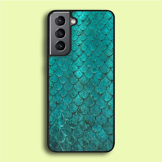 Mermaid Scale Green Luxury Samsung Galaxy S21 Plus Case-Rubber / Black (2D Case)-Xtracase