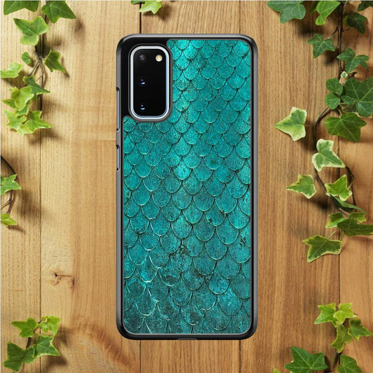 Mermaid Scale Green Luxury Samsung Galaxy S20 Case-Rubber / White (2D Case)-Xtracase