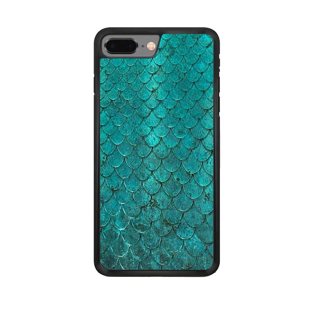 Mermaid Scale Green Luxury iPhone 8 Plus Case-Rubber / Black (2D Case)-Xtracase