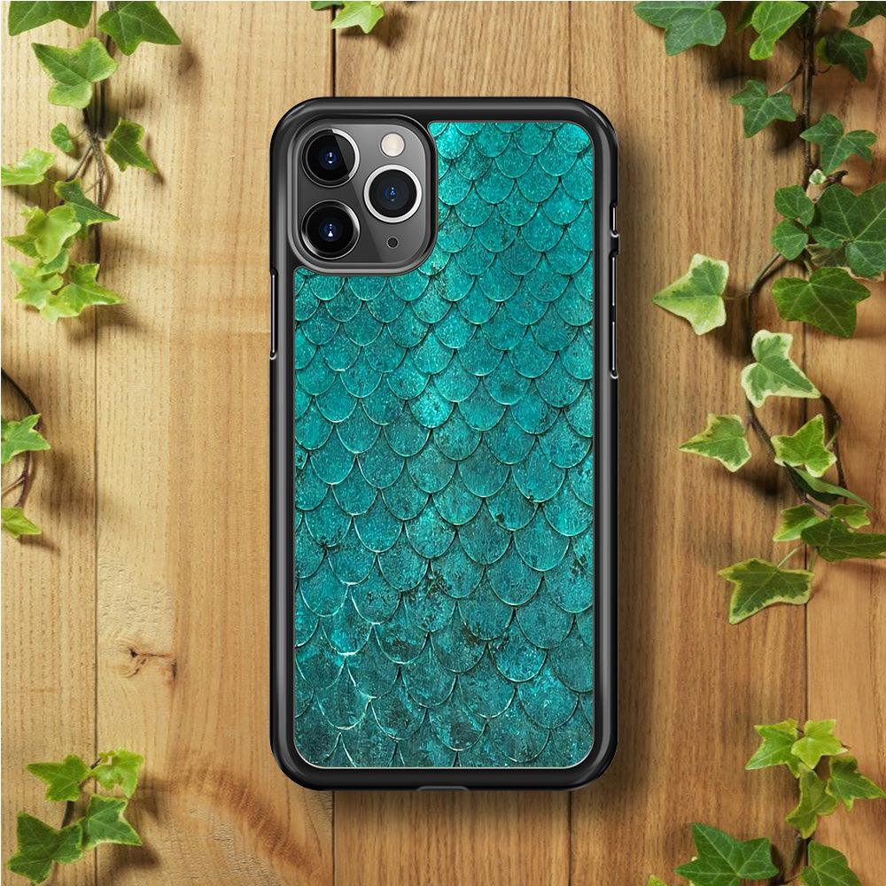 Mermaid Scale Green Luxury iPhone 11 Pro Max Case-Rubber / Black (2D Case)-Xtracase