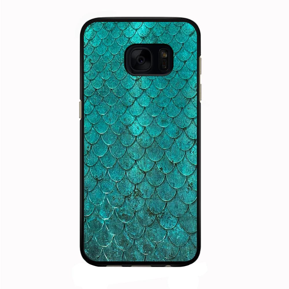 Mermaid Scale Green Luxury Samsung Galaxy S7 Edge Case-Rubber / Black (2D Case)-Xtracase