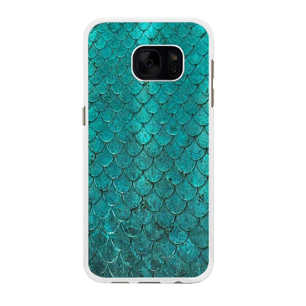 Mermaid Scale Green Luxury Samsung Galaxy S7 Edge Case-Rubber / White (2D Case)-Xtracase