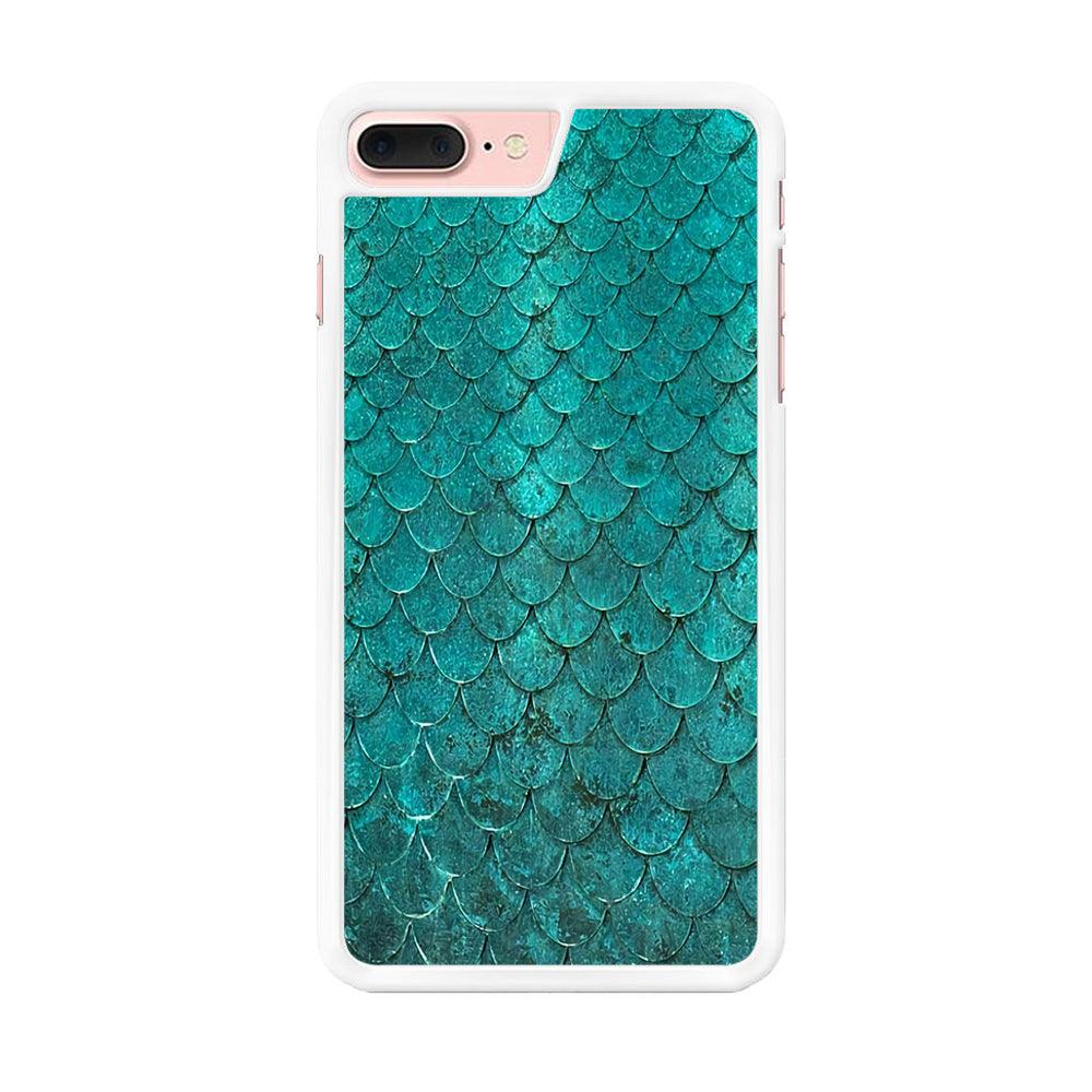 Mermaid Scale Green Luxury iPhone 7 Plus Case-Rubber / White (2D Case)-Xtracase