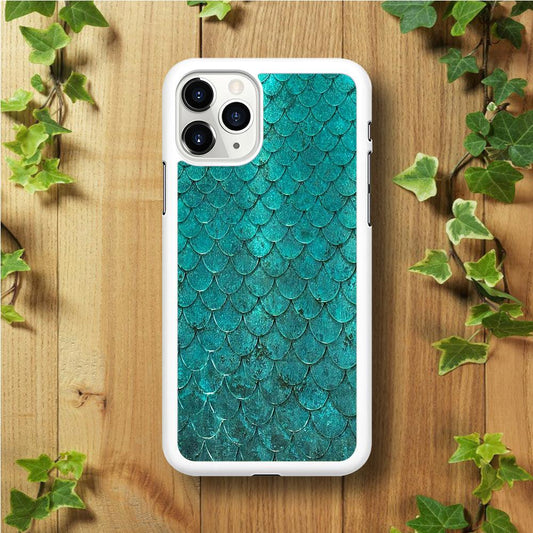 Mermaid Scale Green Luxury iPhone 11 Pro Case-Rubber / White (2D Case)-Xtracase